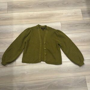 Green Puffy Sleeve Cardigan, Size PL